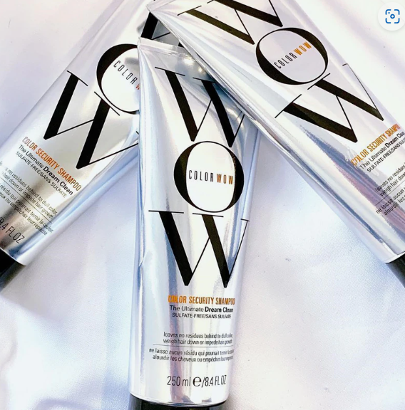 Three bottles of Color Wow shampoo on a white background