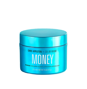 Blue jar labeled 'Money' by Chris Appleton + ColourPop on a white background