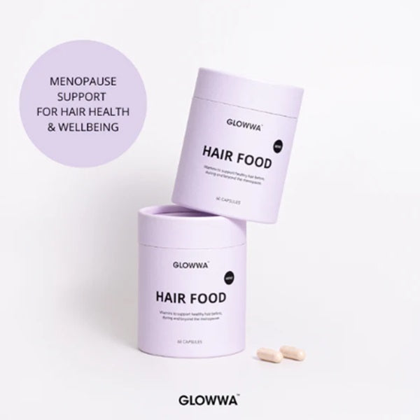 GLOWWA Hair Food supplement containers on a white background