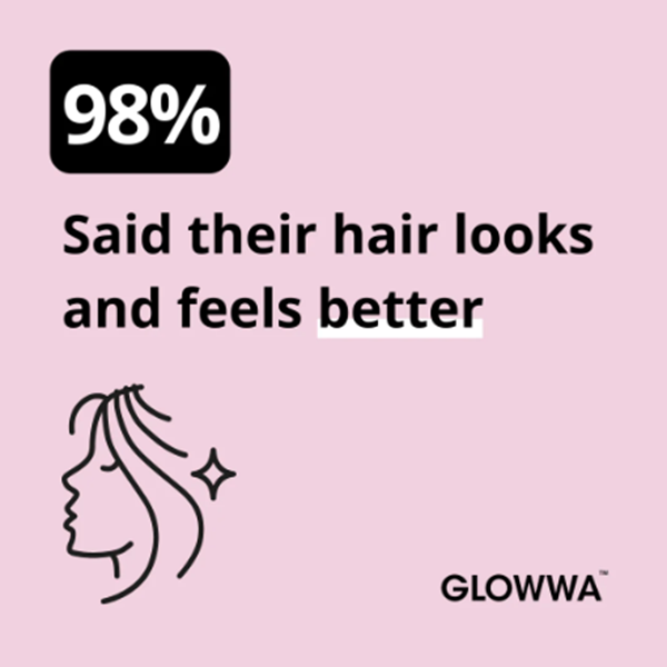 Advertisement for GLOWWA with text and icon on a pink background