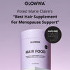 GLOWWA Hair Food supplement container with Marie Claire award on a purple background